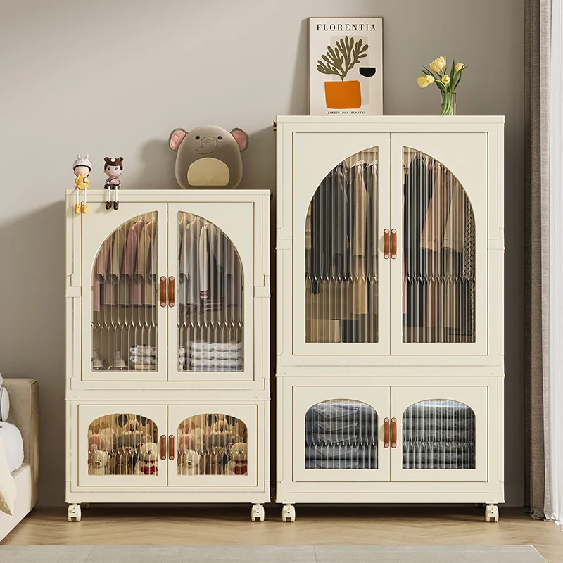 LVCAT Modern Large Capacity Foldable and Movable PP Cabinet Household Bedroom Wardrobe for Clothes Closet Furniture
