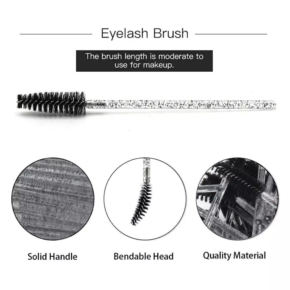 Disposable Micro Glitter Eyelash Mascara Wands Mini Crystal Eye Lashes Brush Comb Eyebrow Spoolies Makeup Beauty Tools
