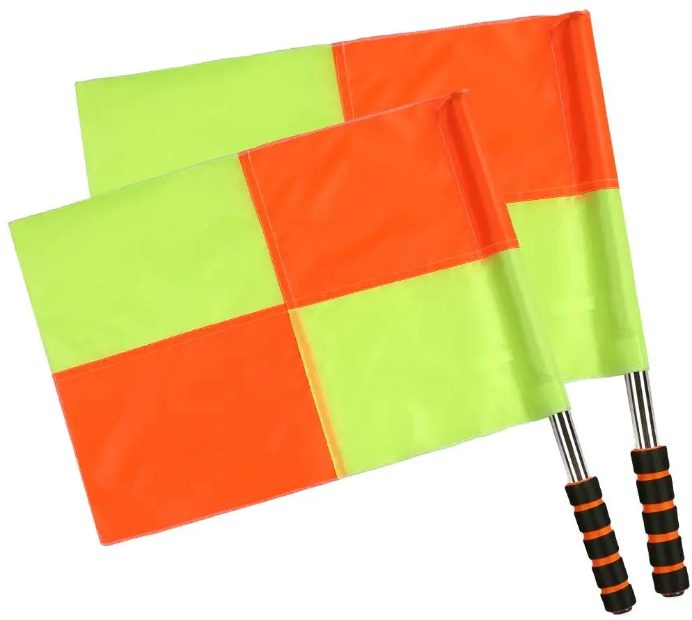 Soccer Linesman Referee Flags Football Referee Flags Metal Pole Foam Handle With Carring Tote Athletic Sport Game Flag