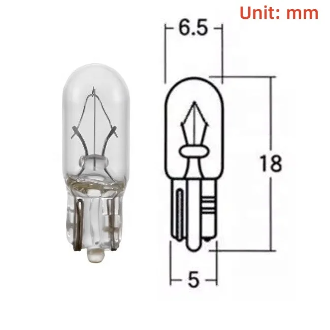 T6.5 W2.2 x 5.2d Wedge Base Miniature Bulbs 12V 1.7W Car Interior Lights Instrument Panel Light Lamp Dashboard Bulb