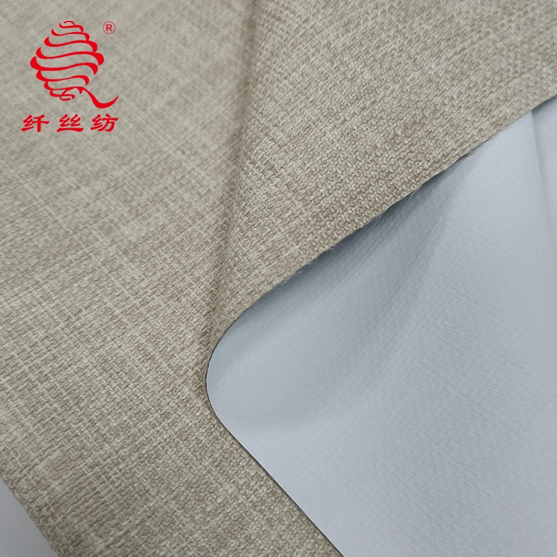 3 Pass Blackout Coating Curtain Fabric Linen Look Soft  Polyester Acrylic coating for Living Room