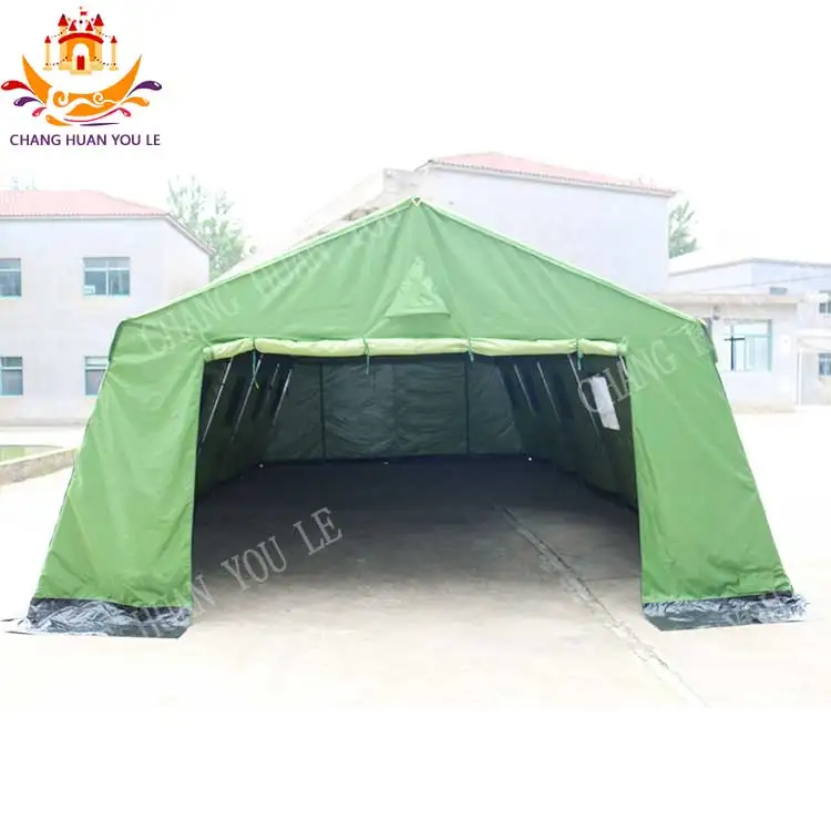 Hot Sale Custom Heavy Duty Canvas Khaki Outdoor Inflatable Round  Camping Disaster Relief Tent For Sale