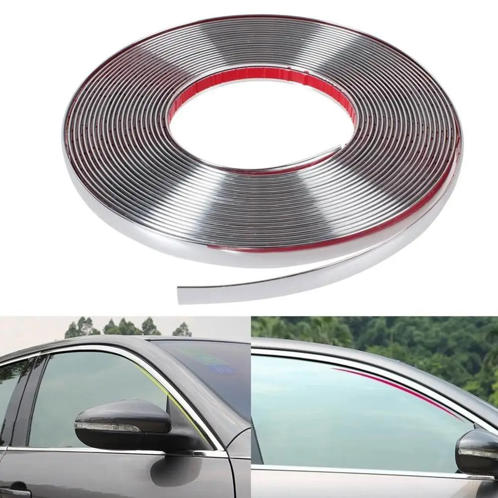 Car Door Edge Scratch Guard 10X15M Car Chrome DIY reflective silver Trim Strip For Car Window