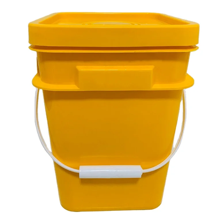 
China Made Manufacturing Chemical Square Yellow Plastic Bucket 