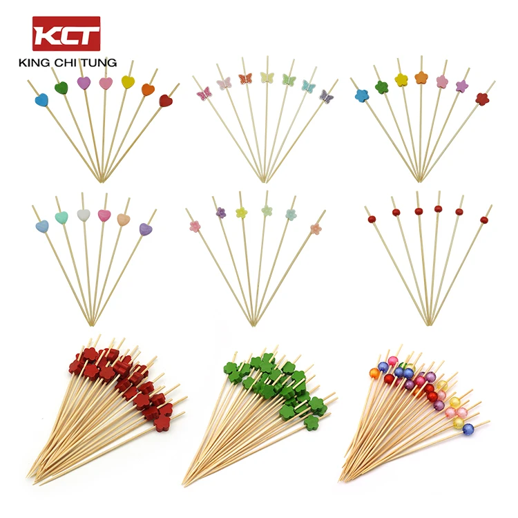 Creative Bamboo Stick Fruit Sticks Disposable Dessert Stick Household Supplies Toothpicks bamboo Tools Outdoor BBQ