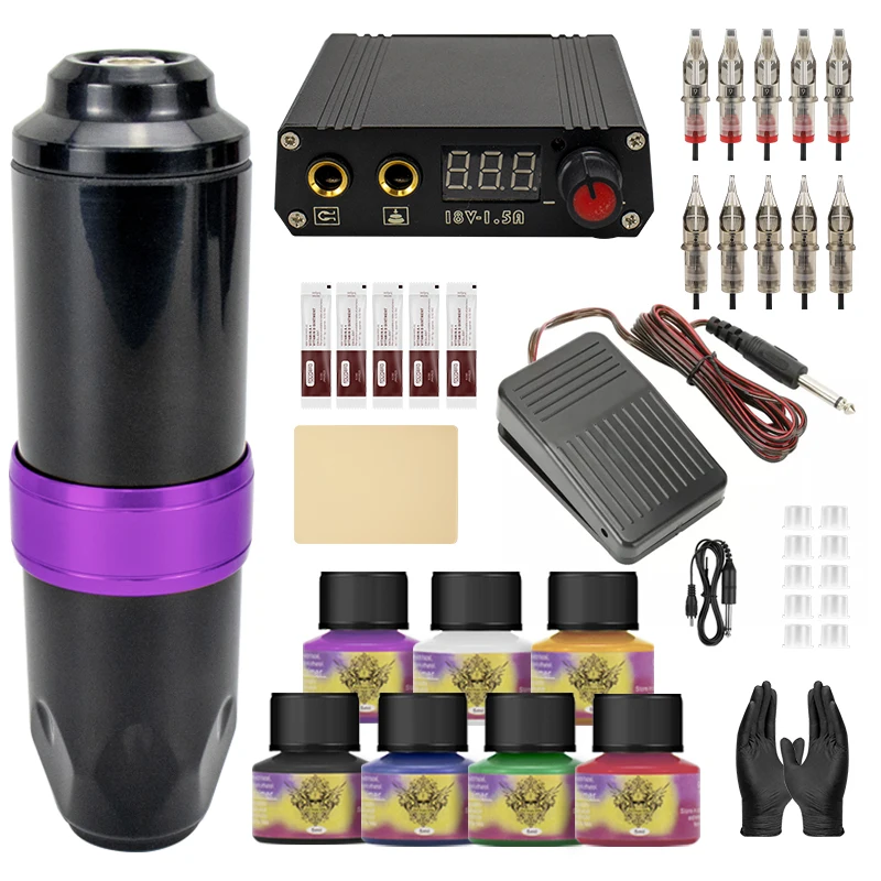 Тату-машинка в комплекте, профессиональная тату-машинка, комплекты ручек, полный комплект