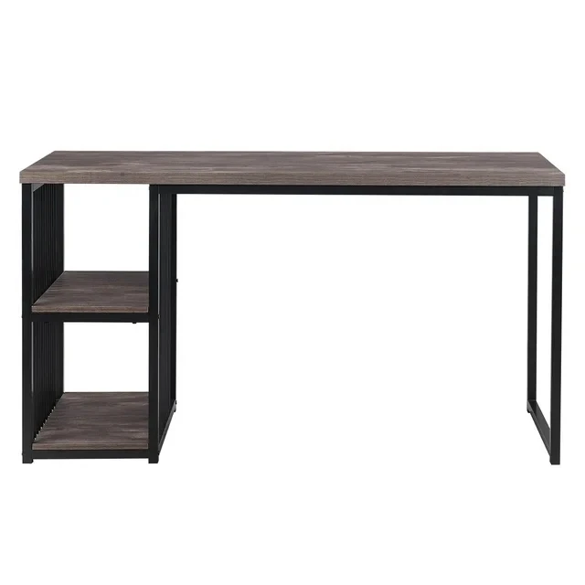 Large Working Space Office table with 2 Storage Shelves Computer Desk Writing Table Modern Style