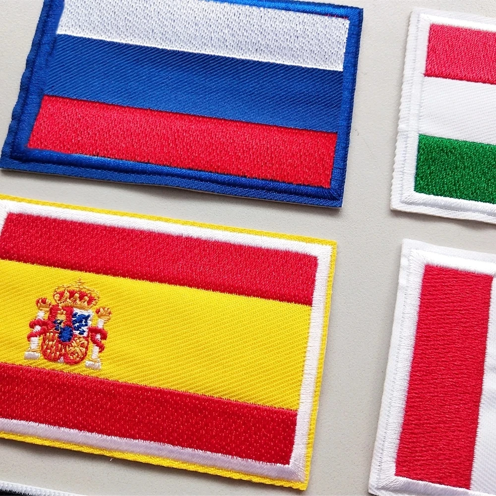 Country National Flag Embroidery Patches for Clothes Rectangle Round Patch Iron on Stickers Embroidered Badges Backpack Applique