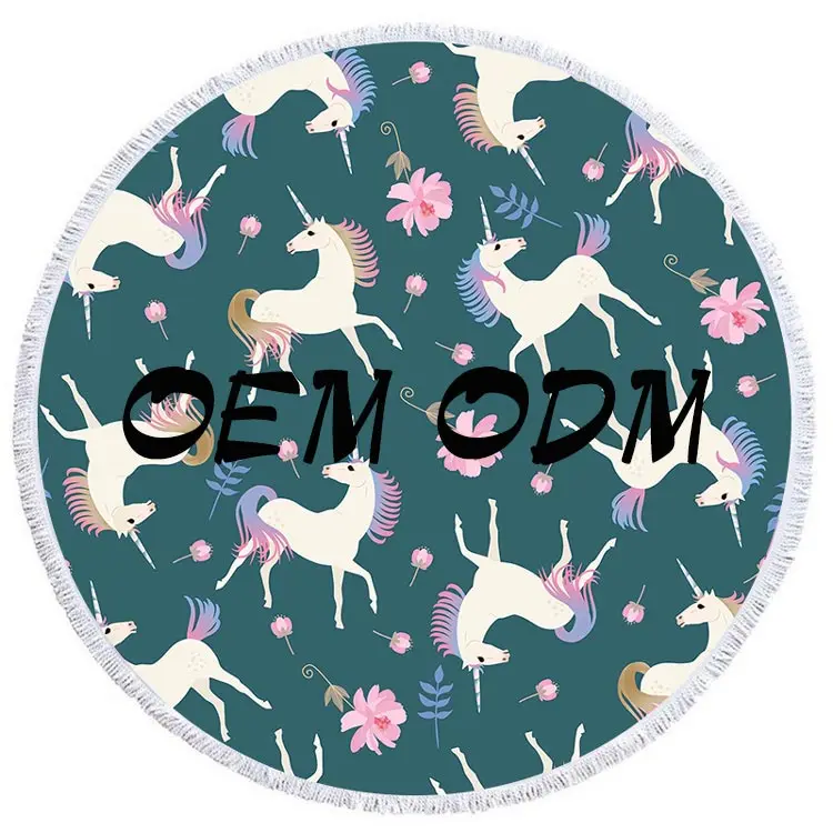 Пользовательский сублимационный принт, хлопковое круглое пляжное полотенце из микрофибры без песка с пользовательским принтом логотипа