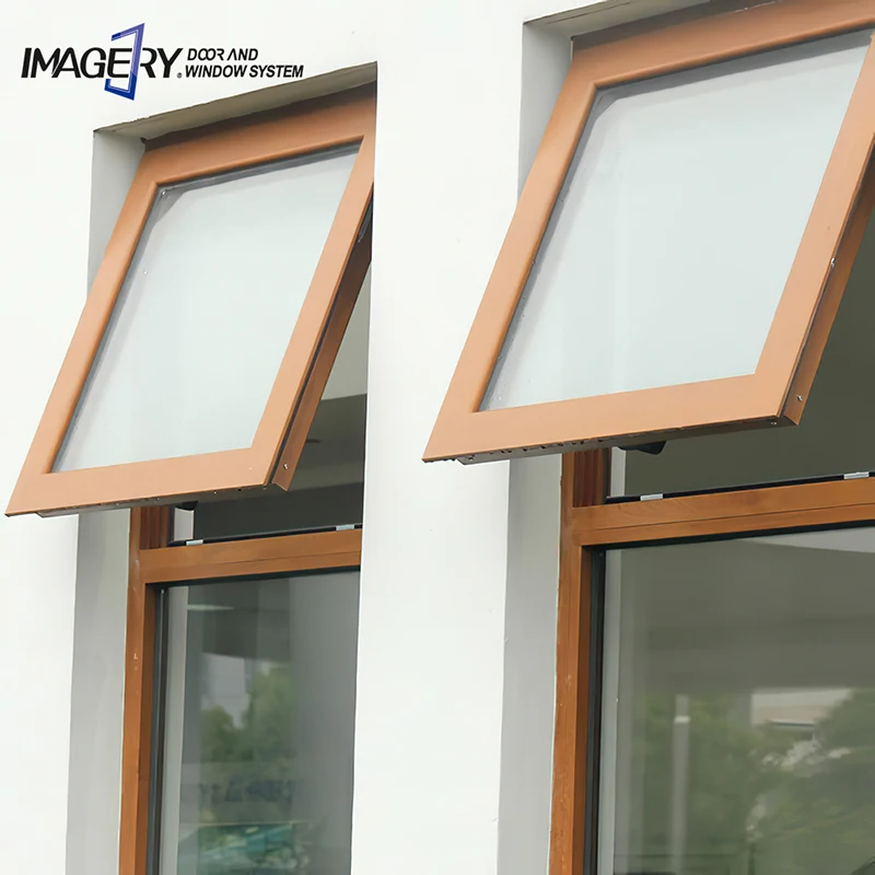 High quality modern design double glazed glass large commercial aluminum awning windows with screen for sale