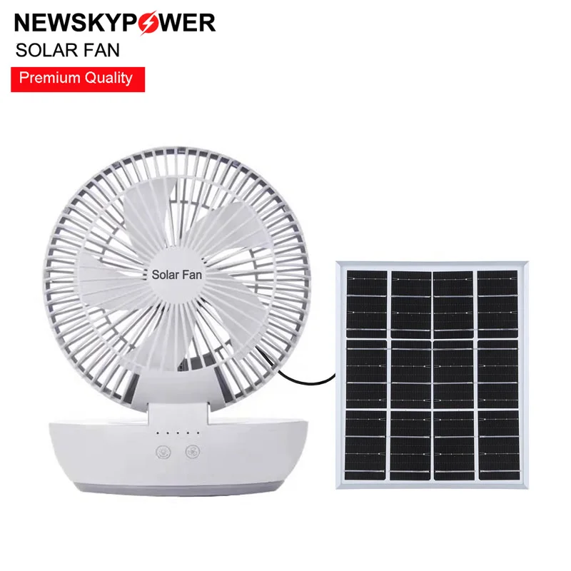 2024 Factory Price T7 5W Portable Solar Fan With Solar MONO Panel Led Night Light DC/AC Rechargeable For Office Hope Table Fan