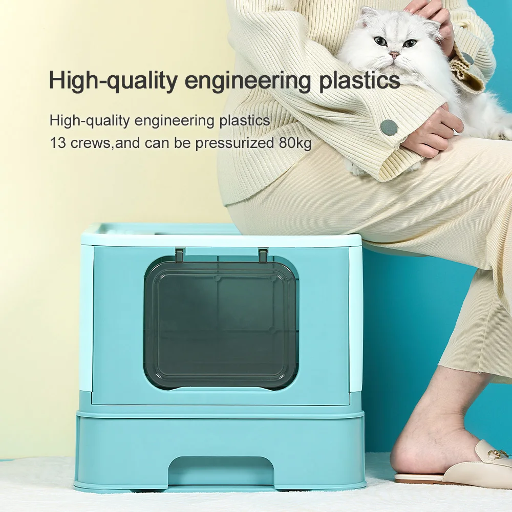 Folding Cat Litter Box Convenient Collapsible Design, Leak-Proof Feature, Ideal for Travel and Home Use