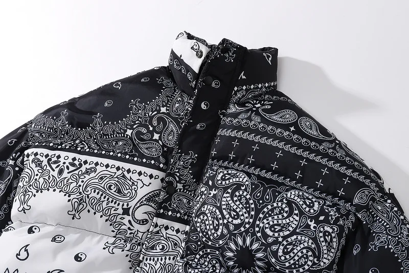 Fashionable Warm Winter Bubble Coats Long Sleeve Bandana Jacket Mens