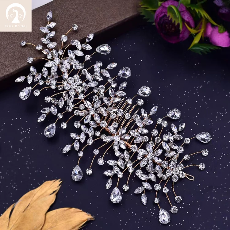 Jewelry Pieces Hot Sale Rhinestone Luxury Rhinestone Wedding Crown Comb Hair Pin Wed Crystal Bridal Hair Accessories Wedding