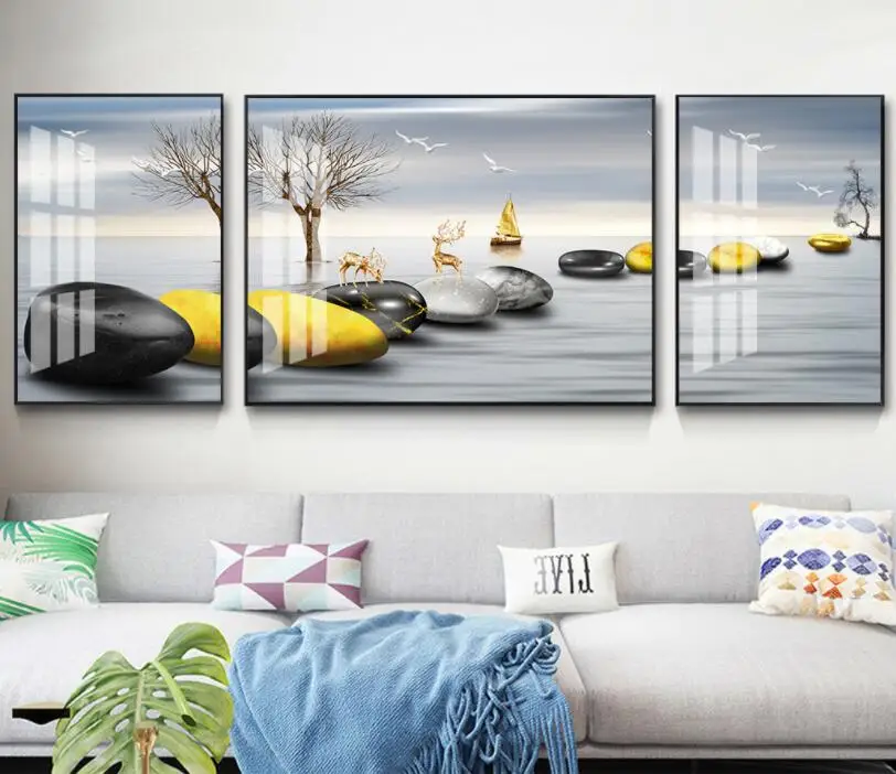 New Chinese-style Stone Comes to Revolve the Decorative Painting of Elk Nordic Painting