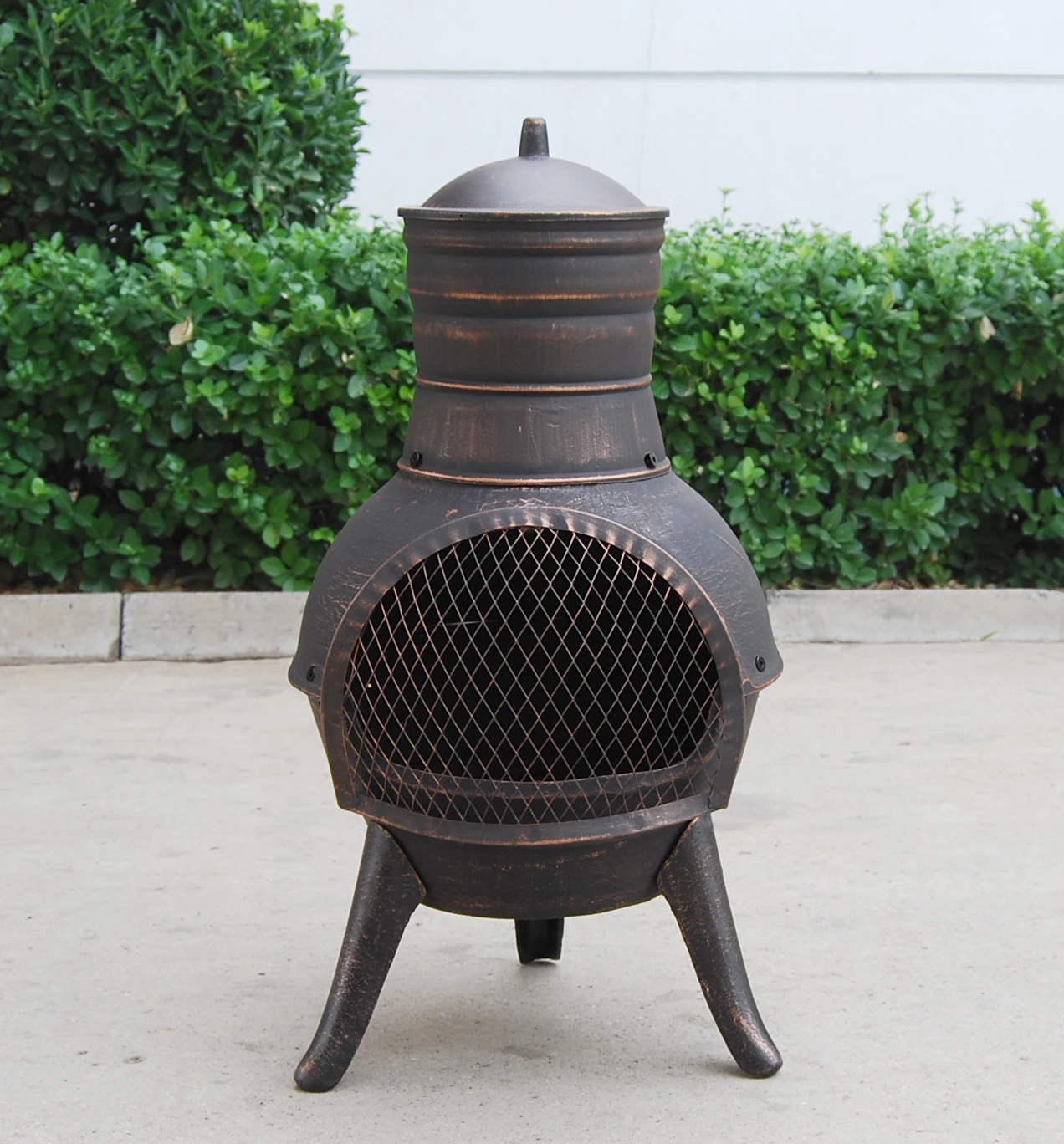 Garden smaller cast iron chiminea with steel flue