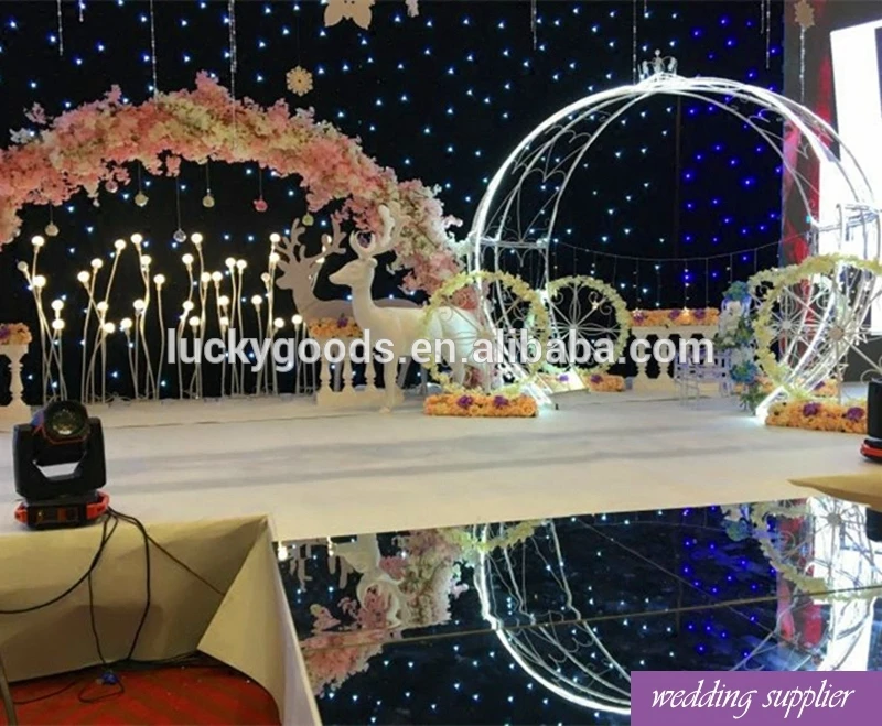 LDJ873 popular selling pumpkim shape white metal wedding arch for stage decoration