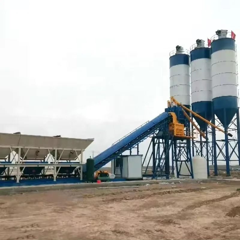 Hzs90 Belt Conveyor Feeding Type Small Fixed Beton Cement Mixer Ready Mix Concrete Batching Plant For Sale