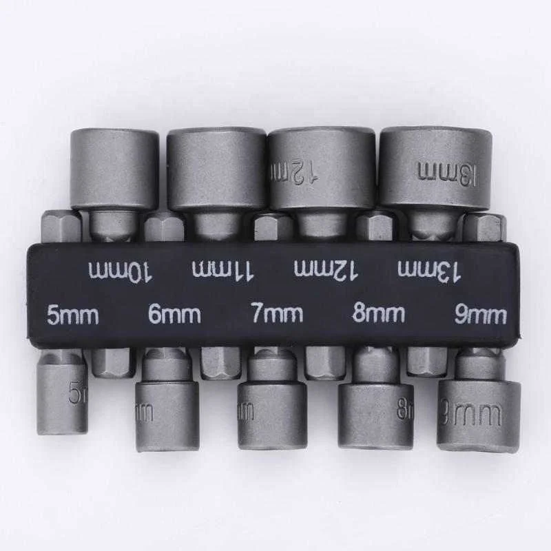 Cross Border 9-piece Set Of DIY Hexagonal Socket Nozzle Nut Driver Drill Bit Adapter Electric Tool 5mm-13mm