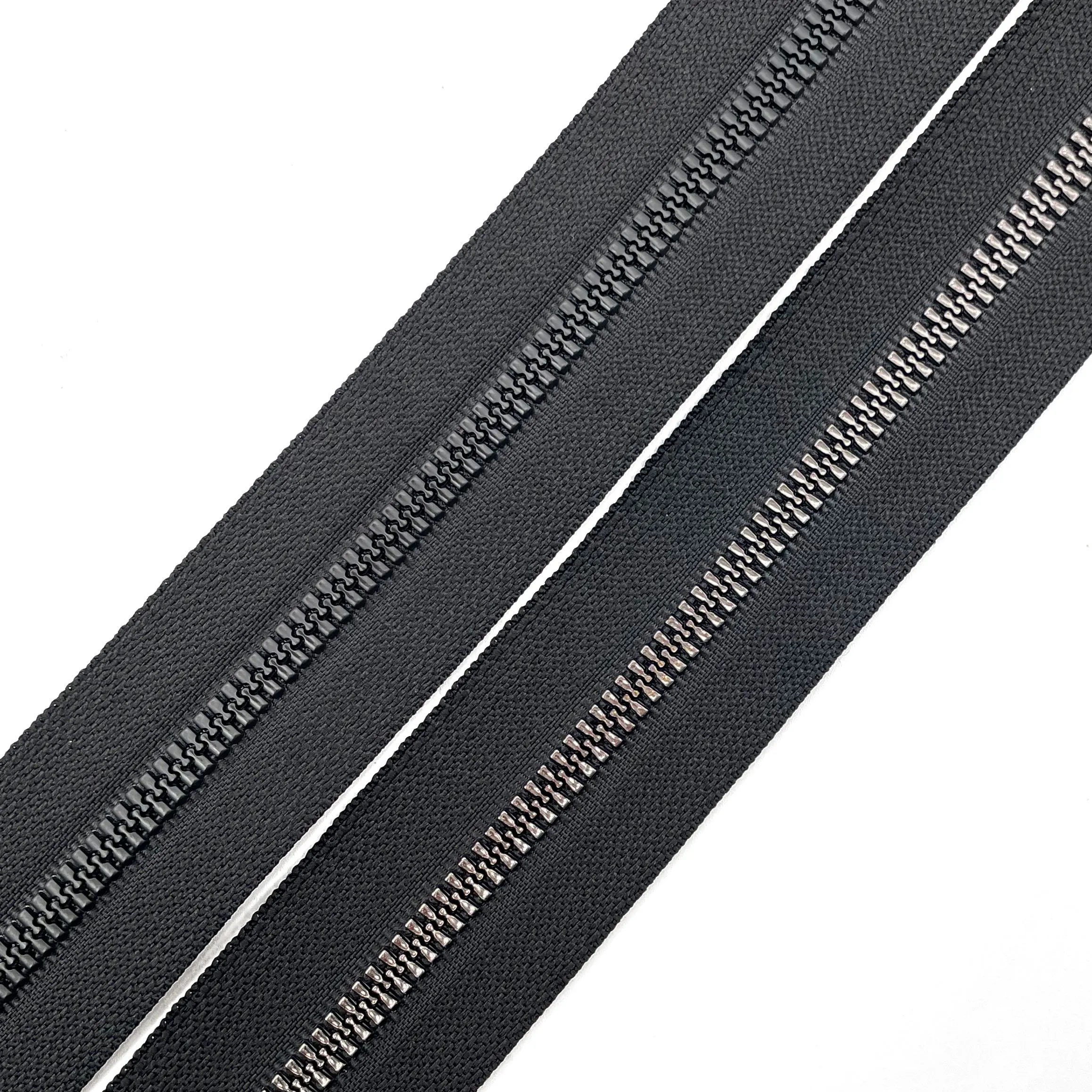 New Arrival Gun Color Resin Zipper Black Nickel Teeth Thin Style Plastic Zipper Design For Jacket