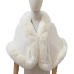 Модный белый воротник, одеяло из искусственного кроличьего меха, шаль, накидка для женщин, Осень-зима, теплый