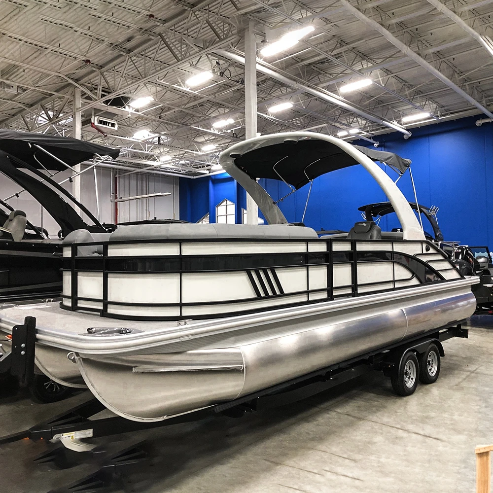 Big Discount Kinocean Party Catamaran Pontoon Boat For Drifting With Motor