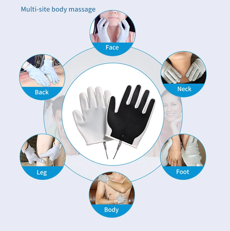 Conductive Stimulation TENS Electrode Glove Electric Relieve Back Pain Facial Massage Gloves Electrotherapy Massager Products