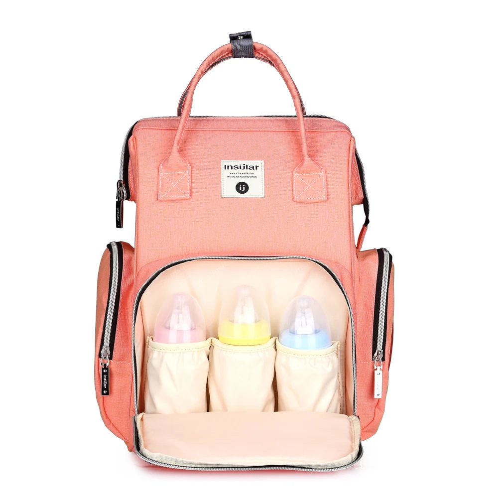 Diaper bag backpack large multifunction water-proof baby nappy changing bags for mom with Insulated Pockets stroller straps