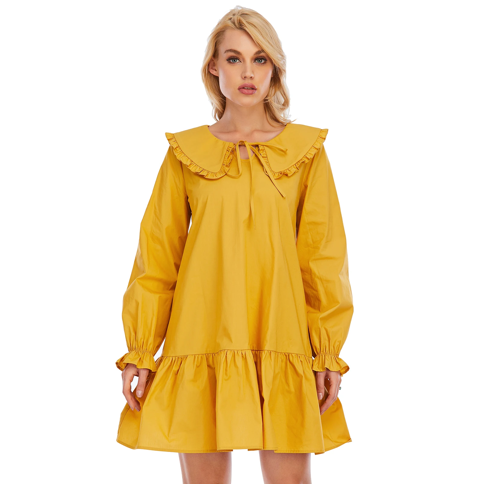 Spring 2021 women clothing loose cotton summer frocks sweetheart neck Preppy skirt dresses