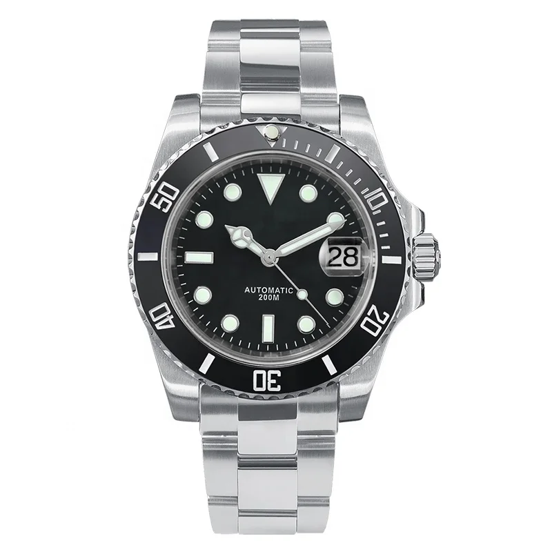 One Piece Custom logo Sapphire Glass 20Atm Automatic Diver Mens Watch With NH35 Movement with BGW9 Blue Light
