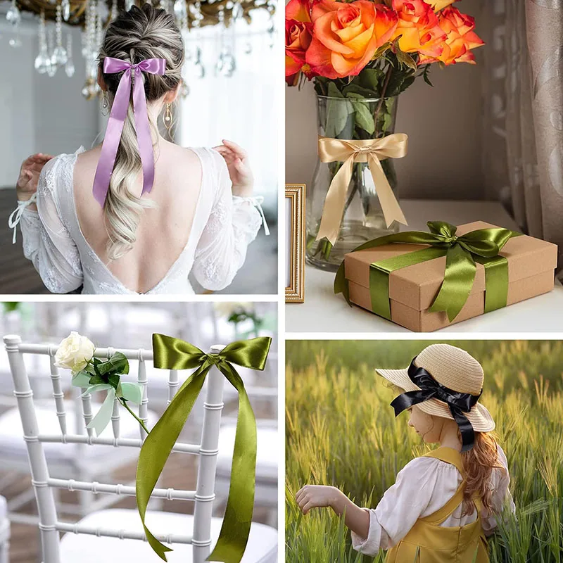 DIY solid color rose flowers celebrations valentines 1.5 inch gift satin ribbon 4cm for wedding