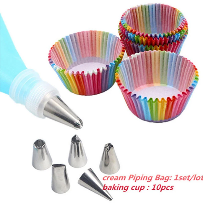Кондитерский мешок радужного цвета поднос форма для бумаги кондитерский выпечки кексов одноразовый крема чашка маффинов закусок I0405