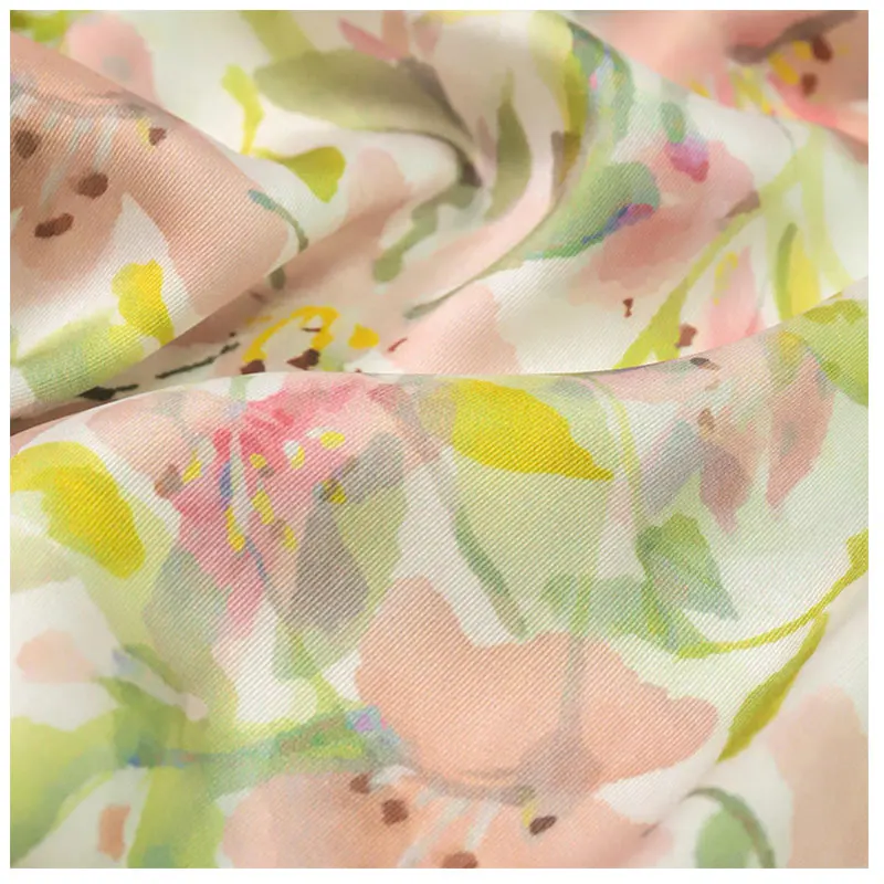 Twill  Korean printed fabric woven polyester active printed fabric dress fabric floral