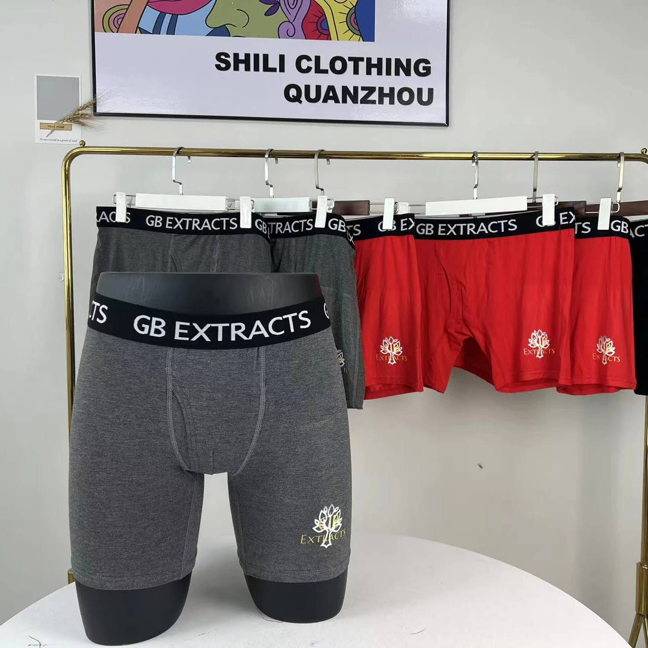 Комплект нижнего белья из бюстгальтера и трусов, красные трусы-боксеры для мальчиков из вискозы, женские трусы с длинными штанинами, спортивные хлопковые трусы-боксеры с индивидуальным логотипом под заказ, нижнее белье