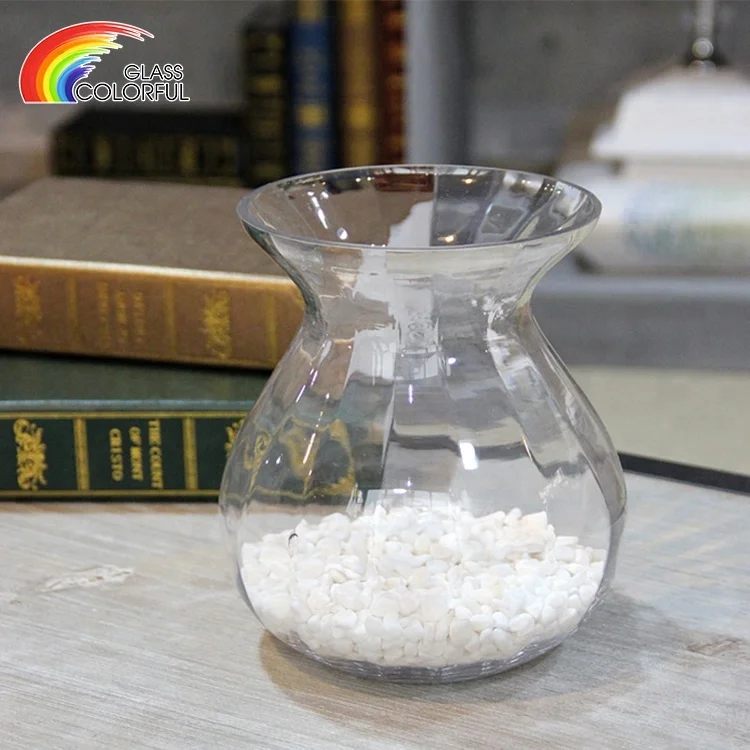 Декоративная цветная прозрачная маленькая стеклянная ваза для цветов для домашнего стола
