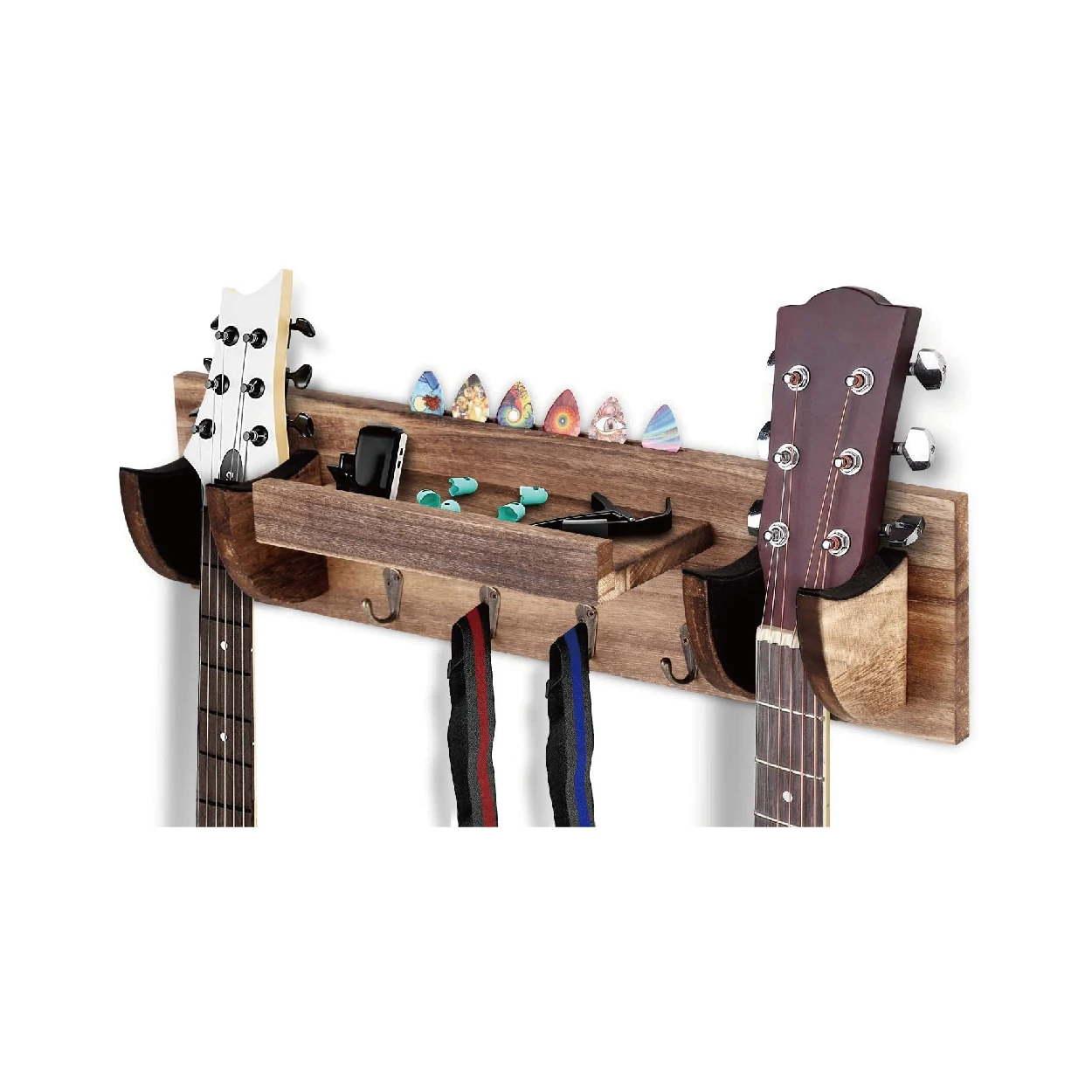 
 Деревянная Двойная настенная вешалка для гитары, настенный держатель для укулеле, подвесная стойка с держателем для ключа  
