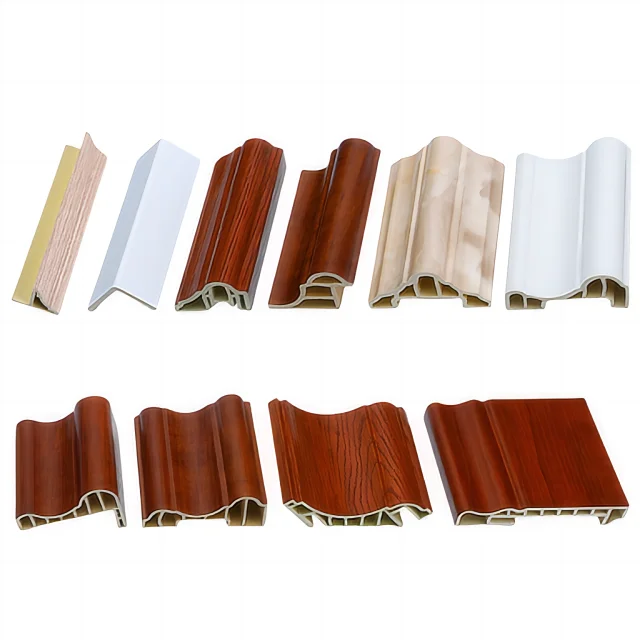 Factory Price Indoor Decoration Skirting Board PVC Film Cladding Polymer Baseboard WPC Moulding Skirting Line