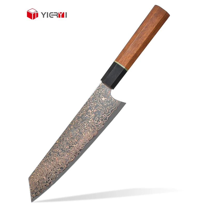High-End Japanese Chef Knife Set VG10 Copper Damascus Steel with Wood Handle Carbon Steel Blade for Kitchen Use