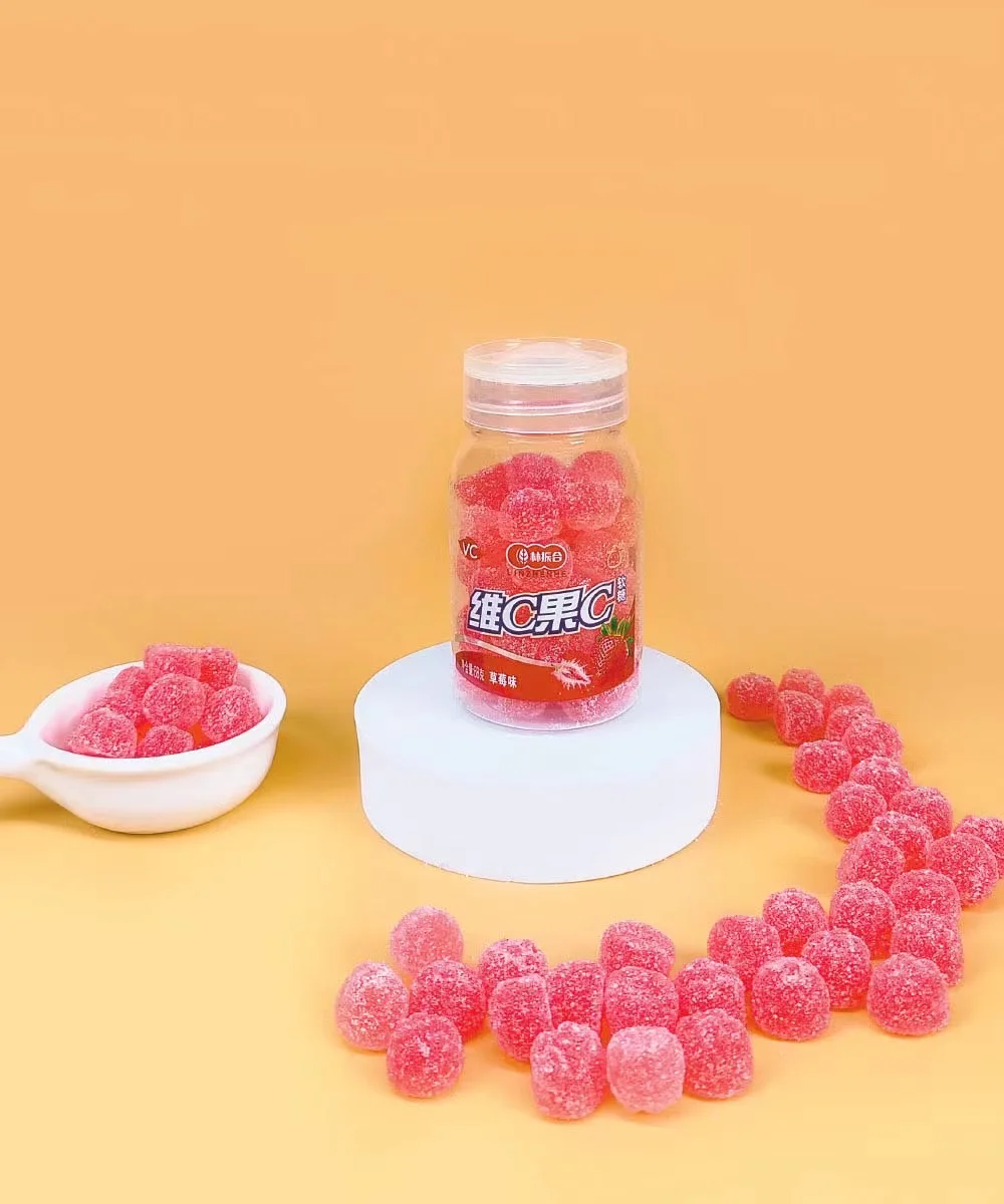 Candy gummy  fruit flavor drop shaped gummy jelly save in the bottle gummi candi