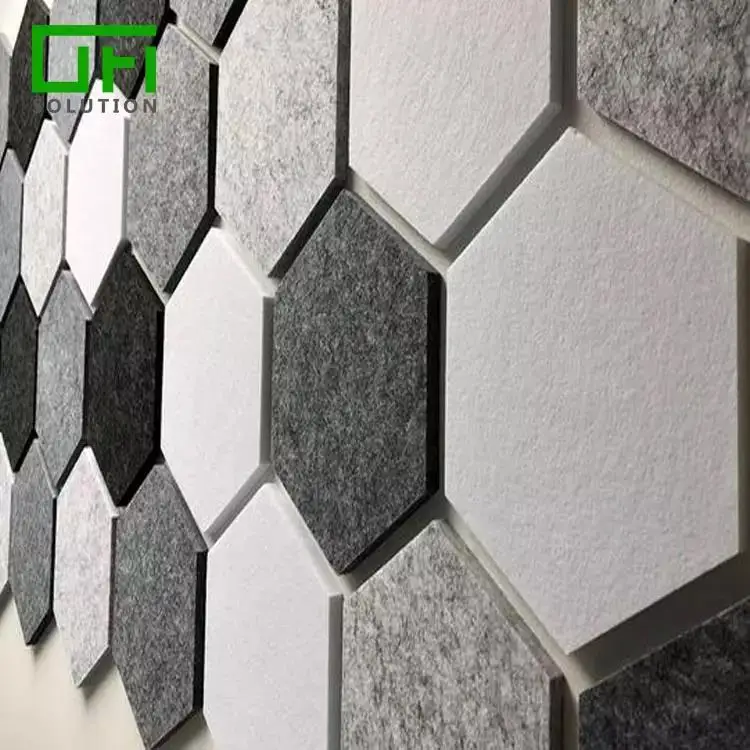 Effectively Noise Absorbing PET Hexagon Acoustic Panels Fireproof PET Panels