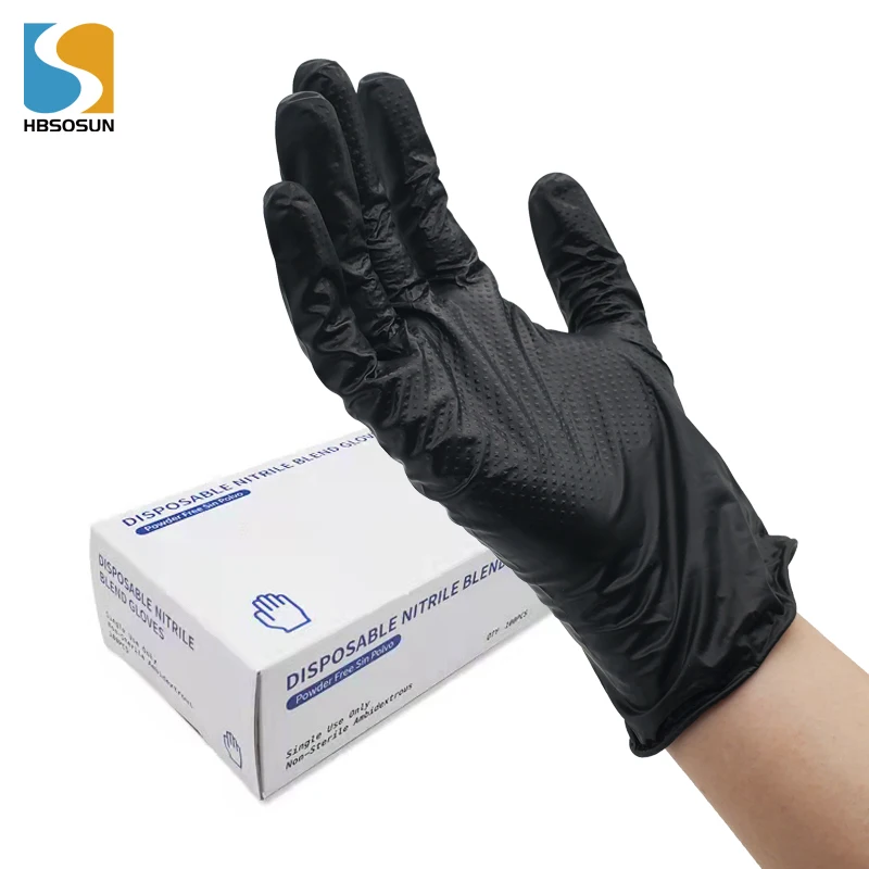 Hot selling product high quality  best price diamond pattern nitrile gloves work with Non-slip Touch Screen
