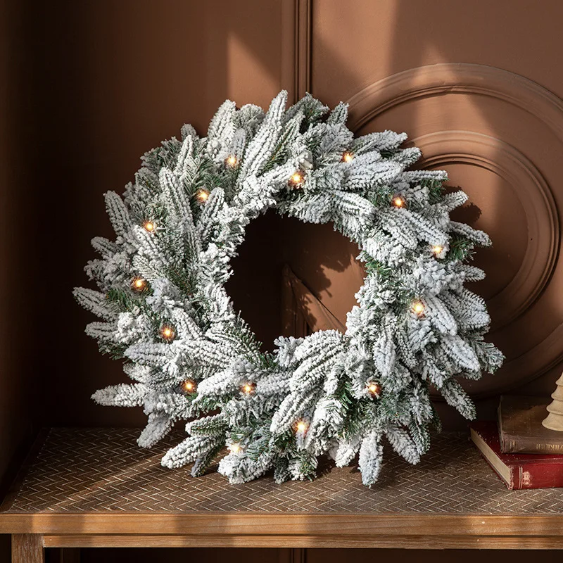 Artificial Pine Needle Wreath Christmas Wreath for Front Door Wall Window Winter Christmas New Year Party Decoration