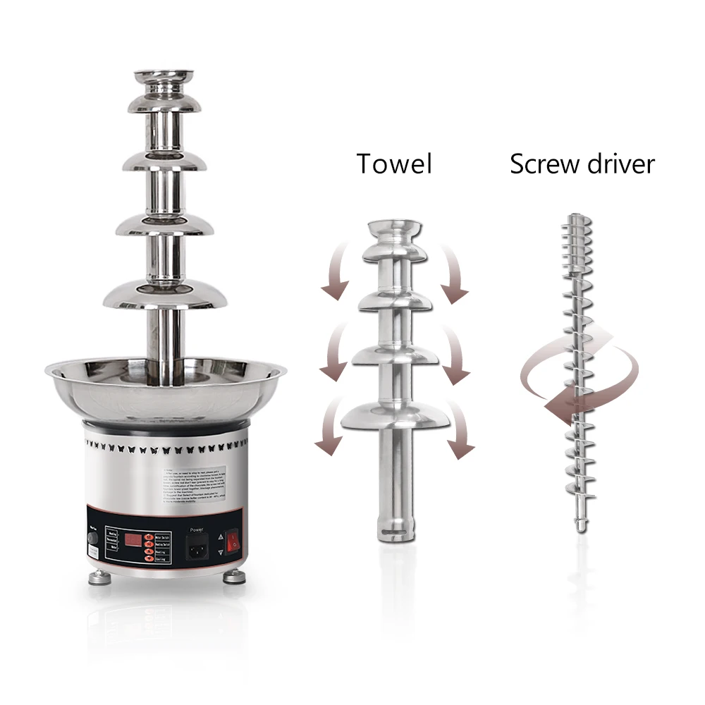 New Design Electric Retro Chocolate Fountain 30~150 Degree Chocolate Melter Pots Melting Machine