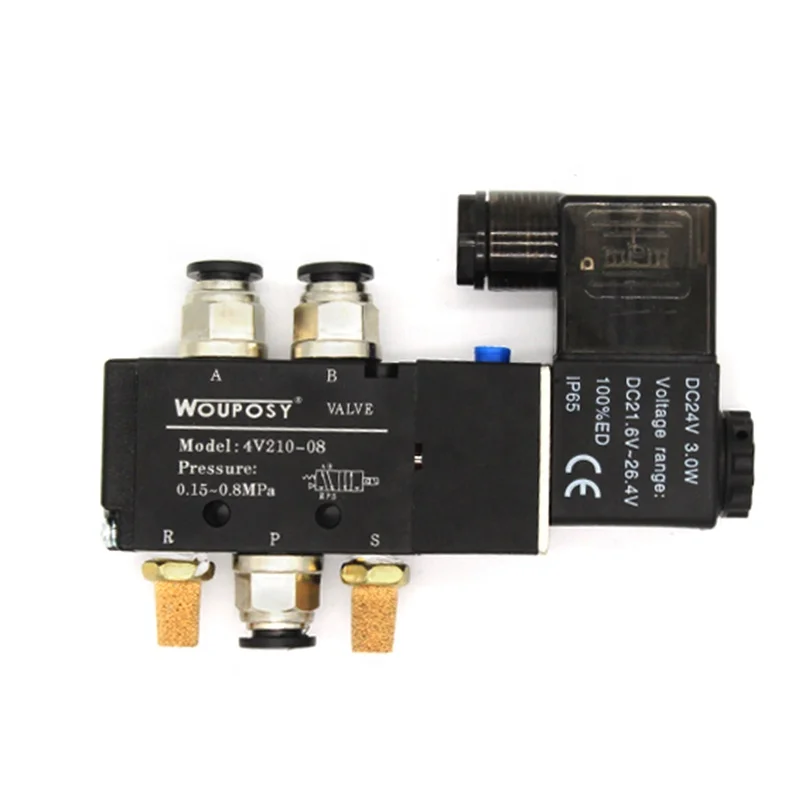 AIRTAC 2/5 Way Ac110v 220v Dc12v 24v Thread Size 1/4" Pneumatic Solenoid Air Control Valve 4v210-08