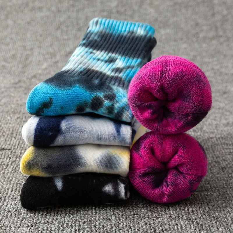 High Quality Fashion Tie Dye Printed Crew Mens Dress Socks Unique Custom Tie Dye Socks