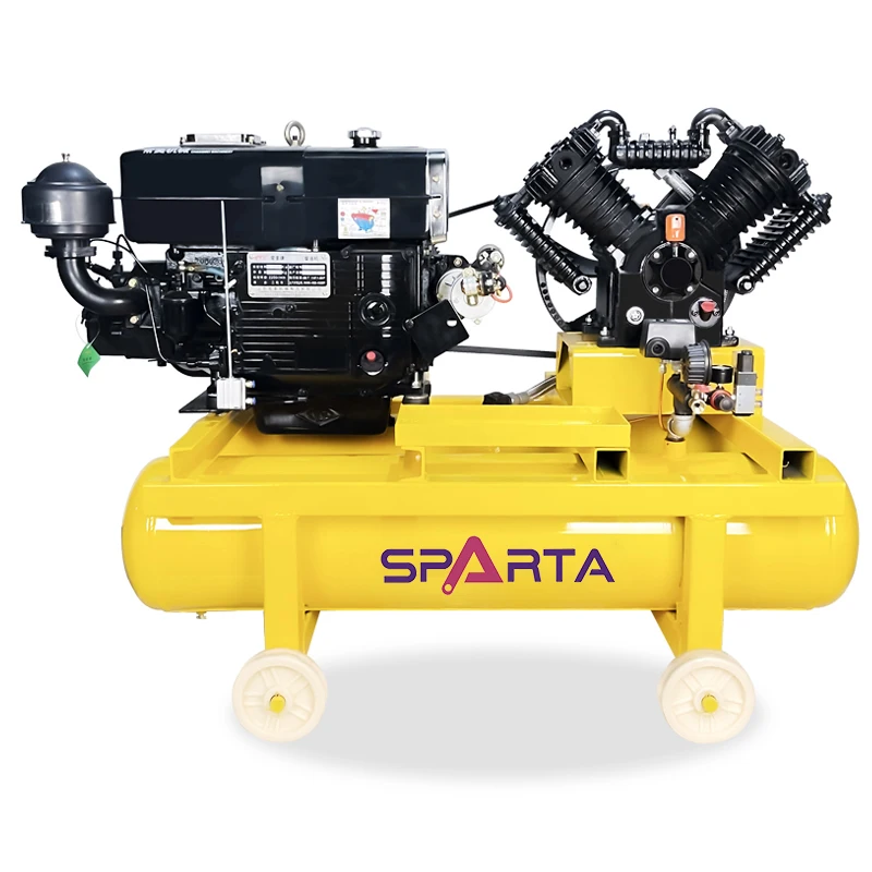 Cheap Price Industrial Portable 16Bar Piston Diesel Air Compressor with Tank Wheels