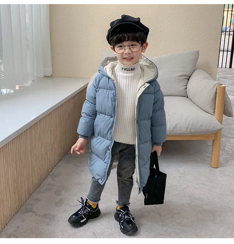 Wholesale Children Clothes Kids Warm Long Hooded Jackets Winter Teenage Baby Boys Girls Bubble padded Parka & Coats