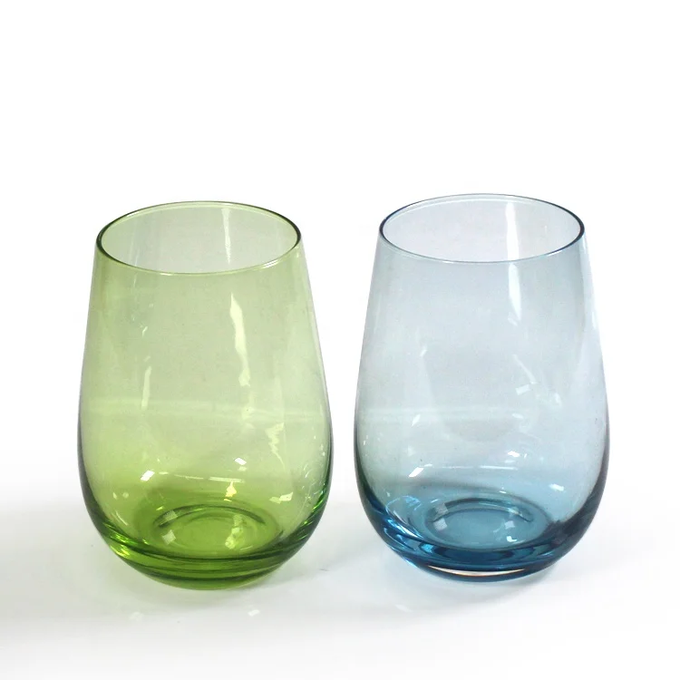 LANGXU hand blown gradient blue green glassware colored wine glass drinks wine glasses clear