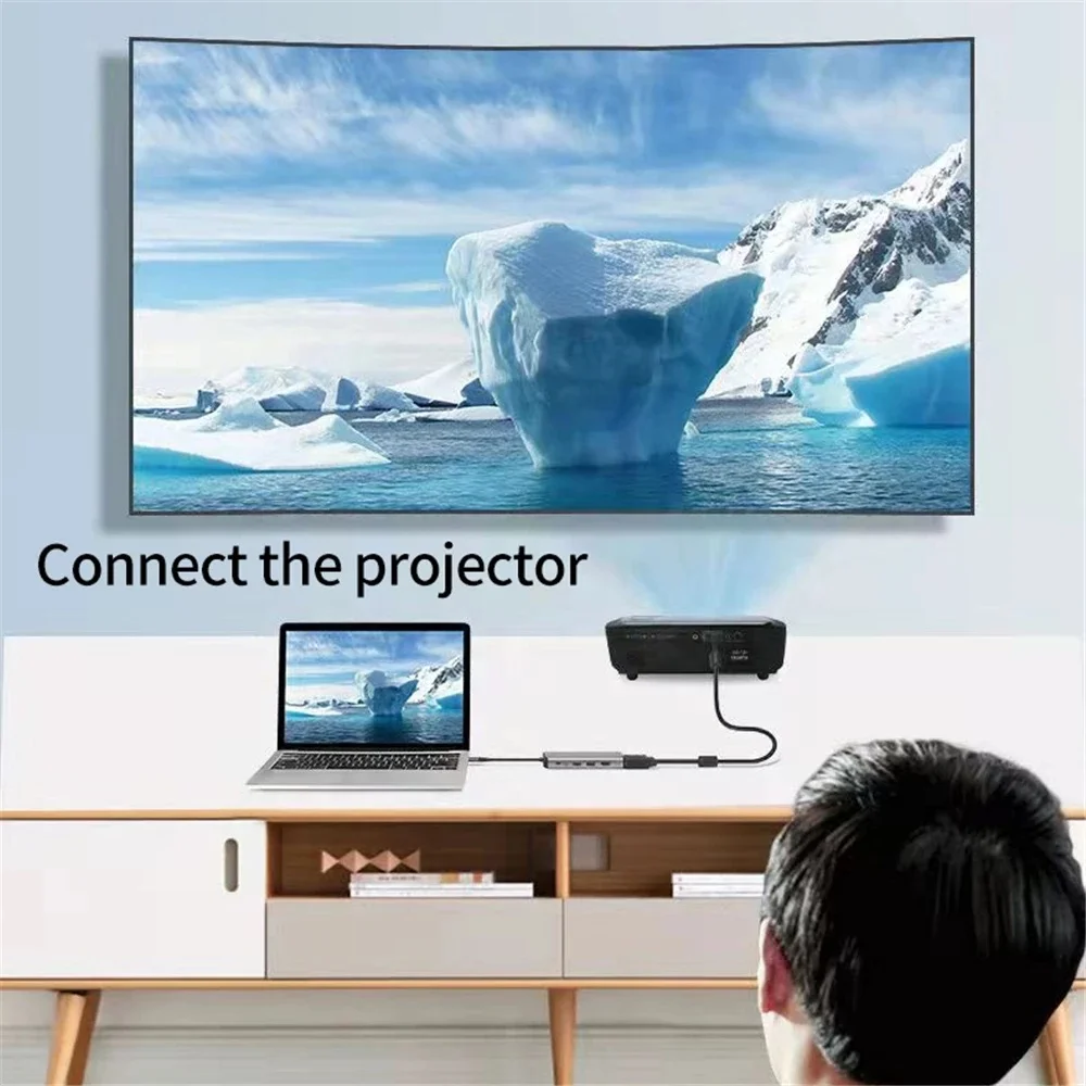 6 in1 USB Type C Hub Adapter with 4K HDMI Multiport Card Reader USB3.0 TF PD SD Reader All In One For PC Computer Accessories