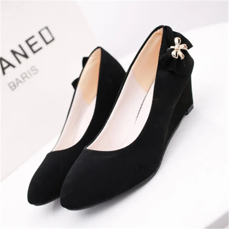 Elegant Wedge Pump Shoes high Heel Women work PU SUEDE PUMP Shoes ZJ411